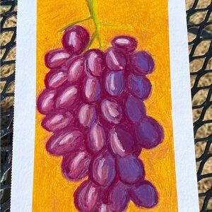 Vibrant Grape Original Oil Pastel Painting